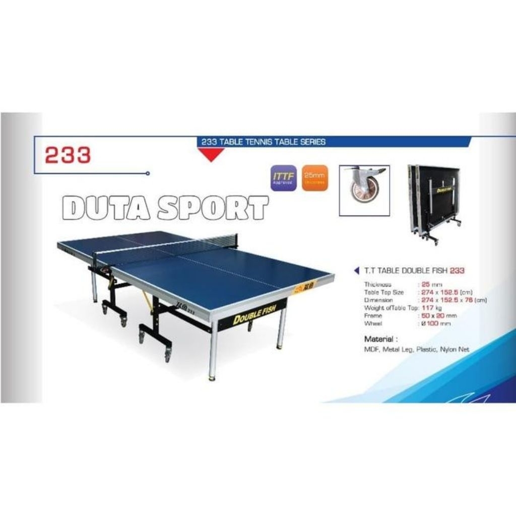 Meja Pingpong Tenis Meja Double Fish 233 Import