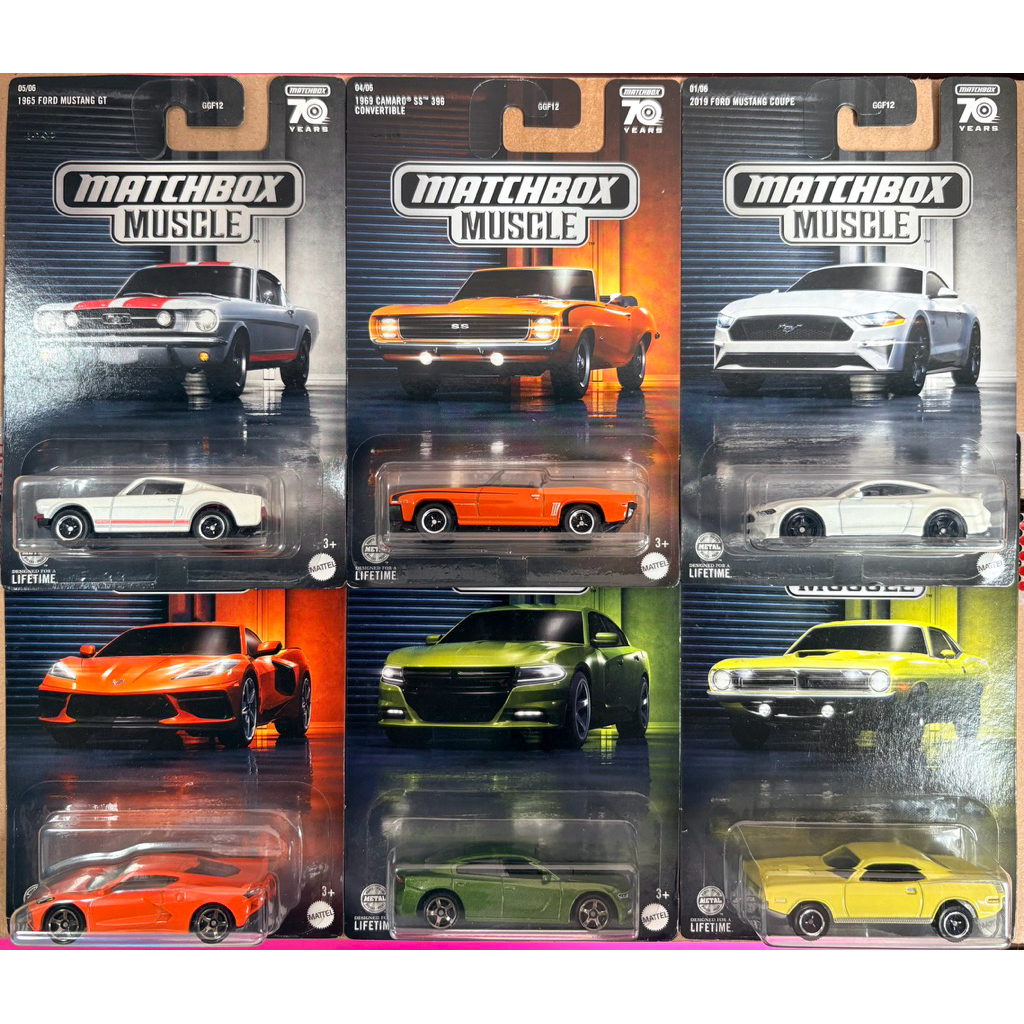 Matchbox Muscle Car Series 2023 Set Lengkap - 1965 Ford Mustang GT White - 2020 Corvette C8 Orange -