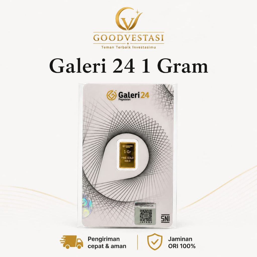 LM Emas Galeri24 1 Gram [Termurah harga Distributor] Kemurnian 999.9%, emas 24k, Logam Mulia