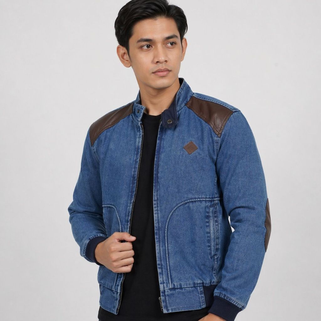 Jaket denim 01 bomber kulit Jaket jeans bomber casual terbaru vintage polos simpel By Style Company