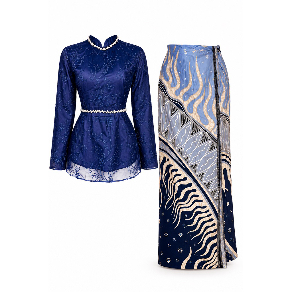 Prelove Kebaya Brokat Hitam Set Rok Batik