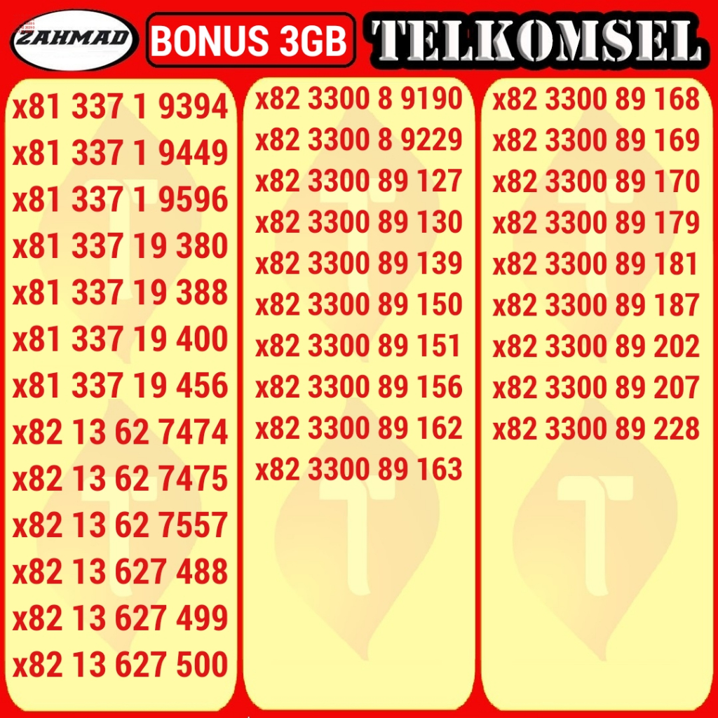 TSEL-B) NOCAN Telkomsel AABB ABAB ABBA kartu perdana nomor cantik simpati murah