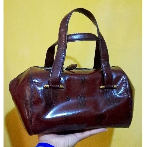 Tas Cartier paris sec0nd c0llection original rare vintage warna marun tua