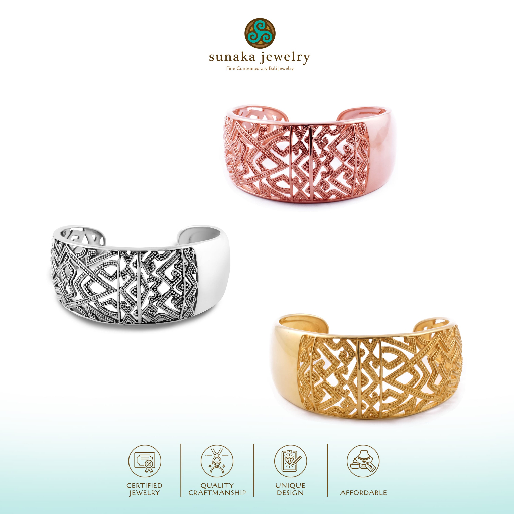 Gelang Bangle Wanita Perak 925 Koleksi Songket Bali Sunaka Jewelry