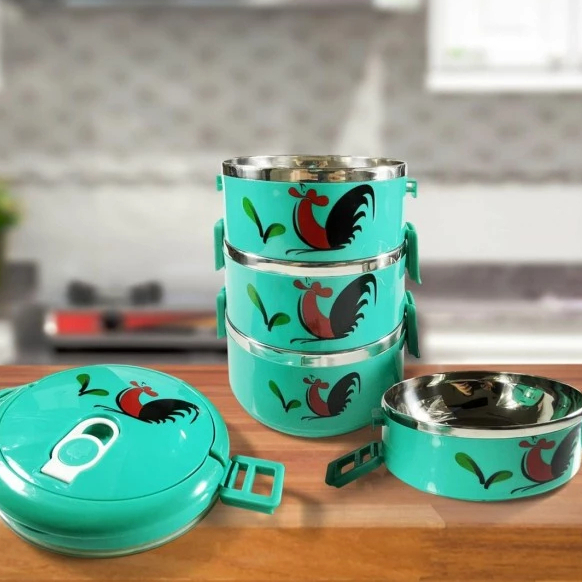 Rantang Makan 4 Susun Motif Ayam Jago Stainless Steel [DFG]