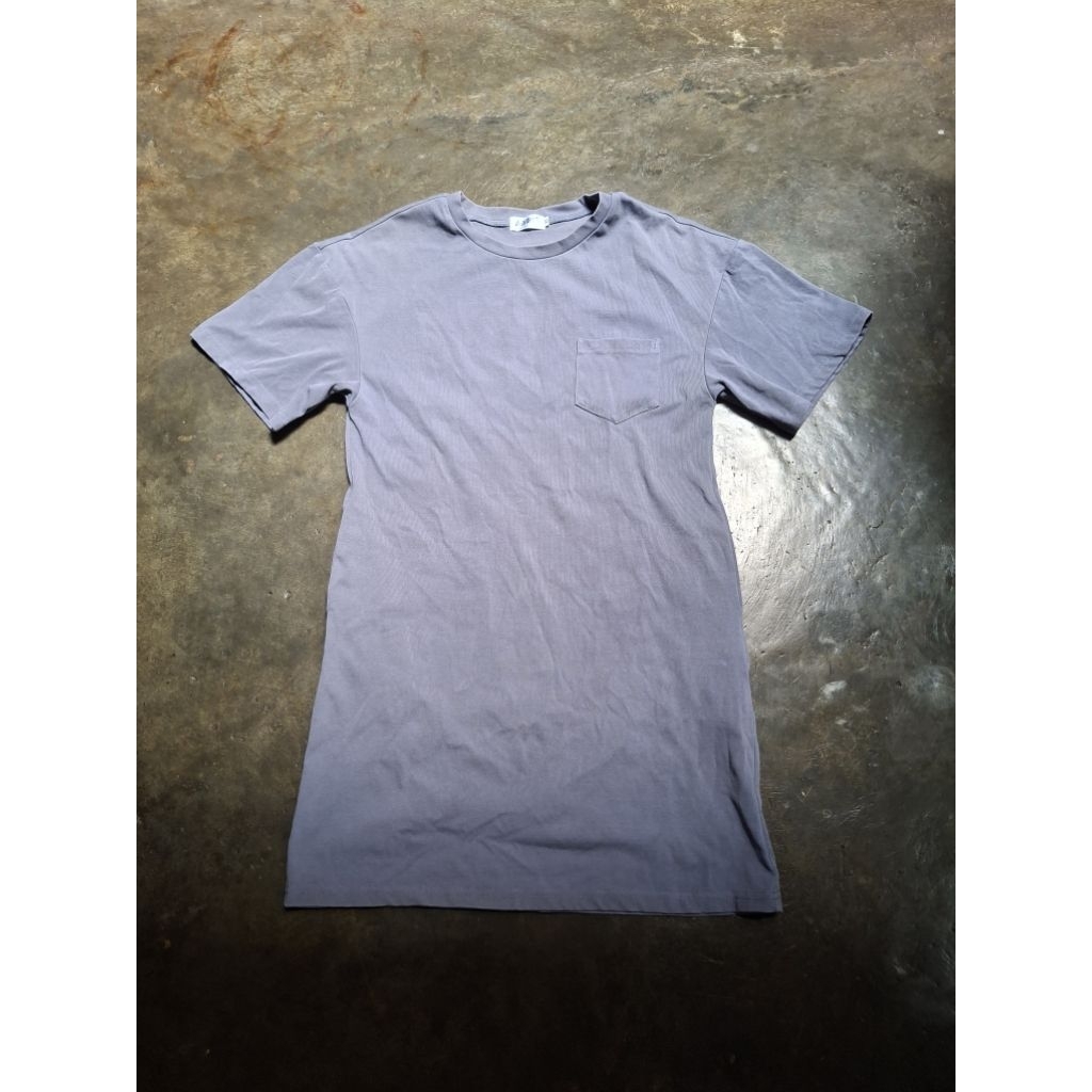 <Preloved> •Lovet• Blue Pigment Dyed Crewneck Pocket Dress Reminiscent Of A Vintage-Washed Size XS