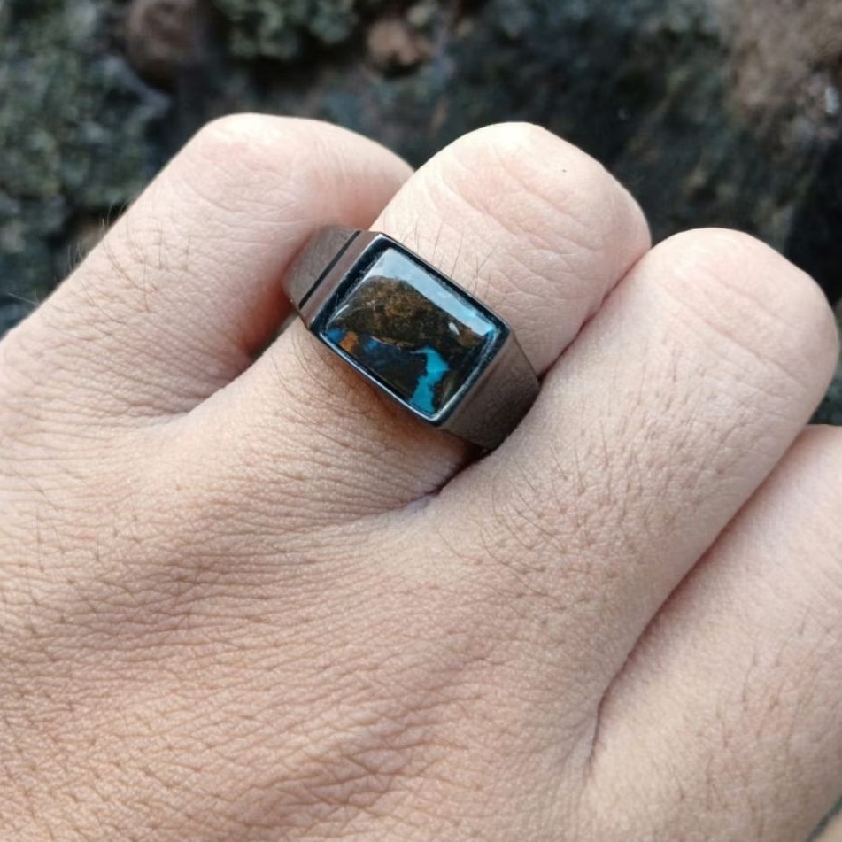 Cincin bacan kembang kotak lintang natural