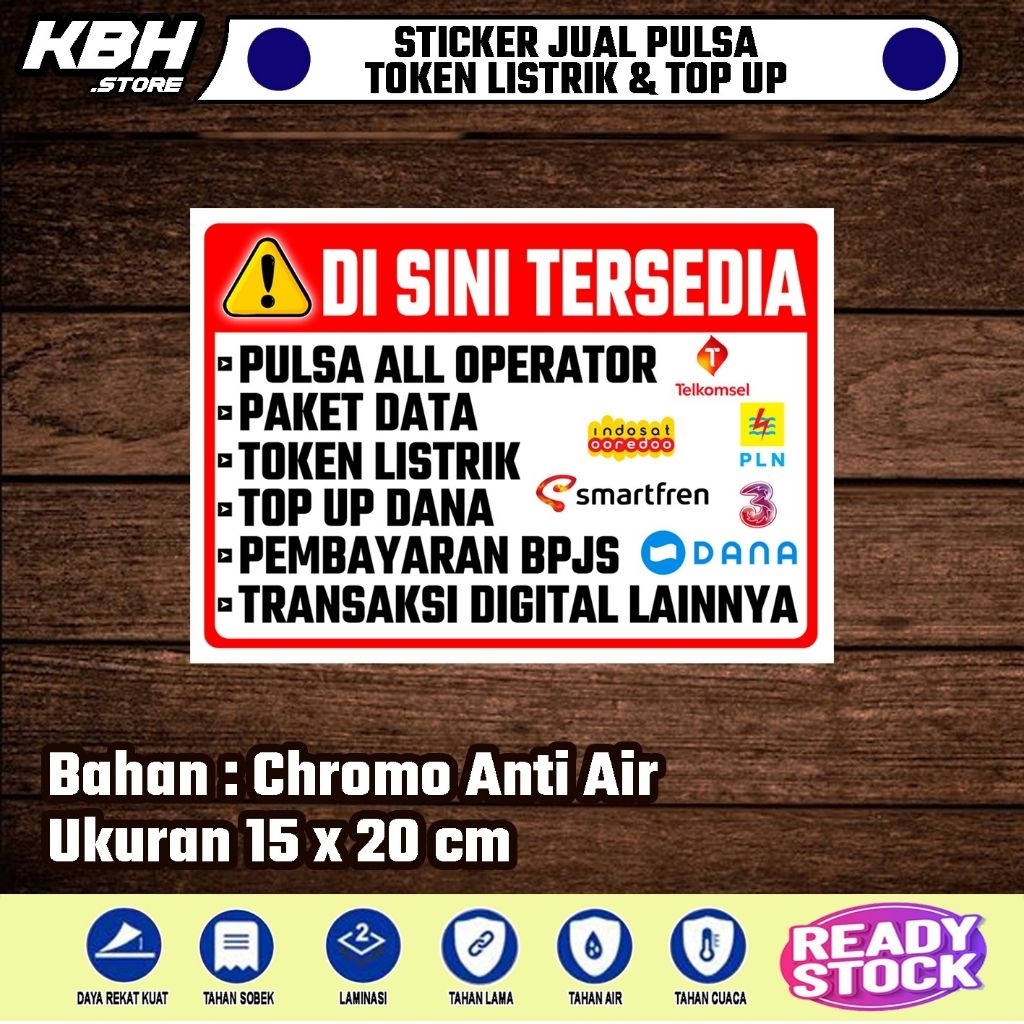 Stiker Pulsa All Operator & Token Listrik 24 Jam Vinyl Anti Air - Stiker Jual Pulsa E-Wallet Paket D