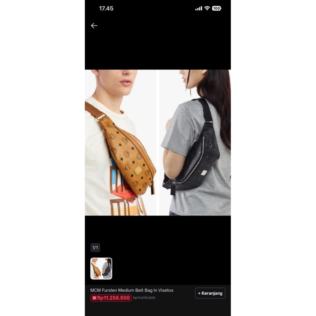 MCM medium bumbag AUTHENTIC furstrn visetos tas pinggang tas bahu laki laki unisex perempuan