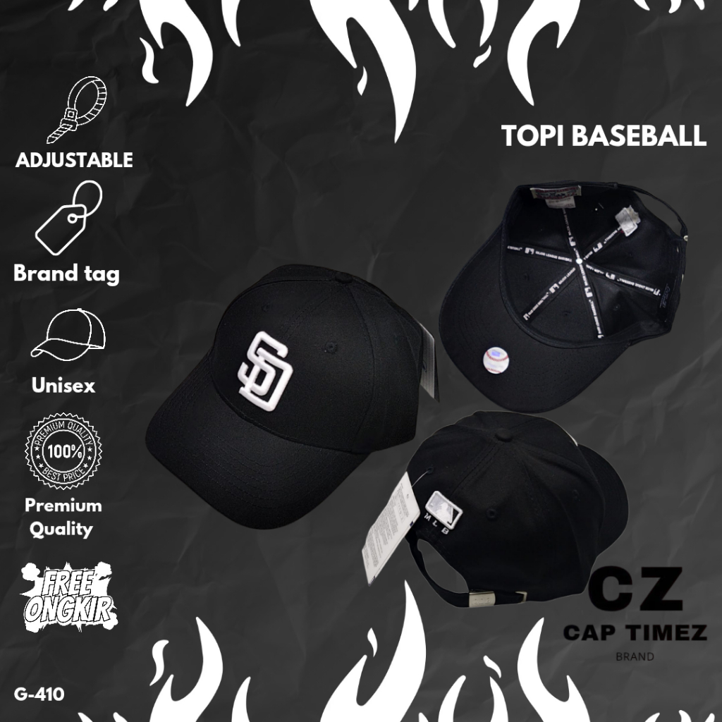 Topi Baseball MLB SD Black