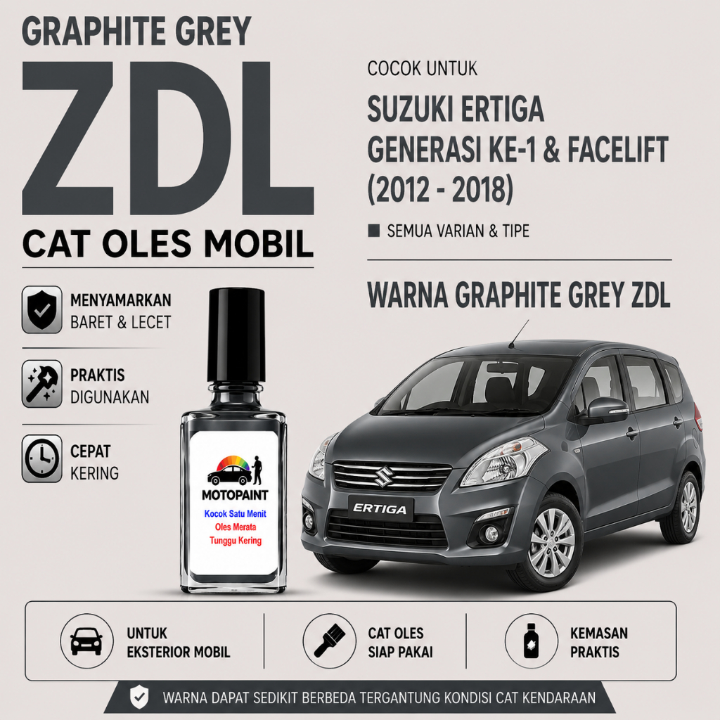 Motopaint Graphite Grey Metallic ZDL Cat Oles Penghilang Baret Mobil Suzuki Ertiga Warna Abu Metalik
