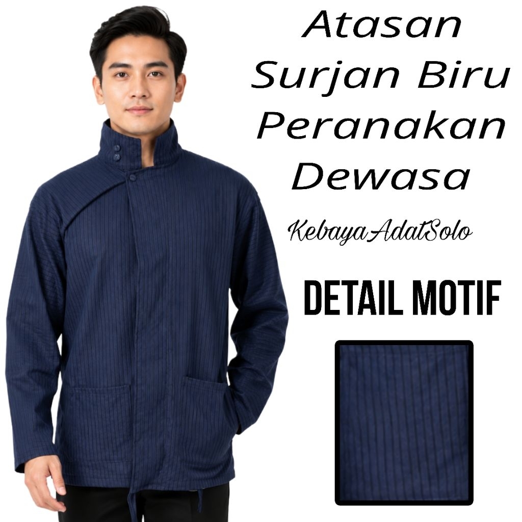 Surjan Lurik Biru Pria Dewasa / Baju Lurik Pria Premium