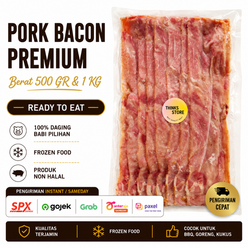 BACON - PORK BACON - BACON BABI - PREMIUM - BALI - MRS.PIGIE - MAKANAN FROZEN