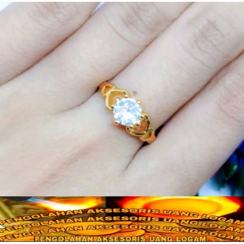 Cincin wanita koin 91Ori Tidak Luntur anti karat Lapis emas Perhiasan Terbaru
