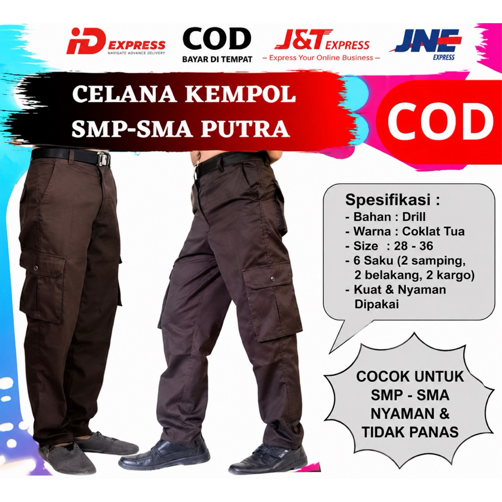 celana pramuka PDL / celana pra PDL / celana coklat PDL / celana pramuka saku 6 / celana pramuka / c