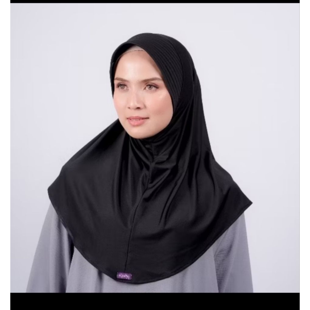 Elzatta jilbab instan bergo Zaria casual bordir warna hitam