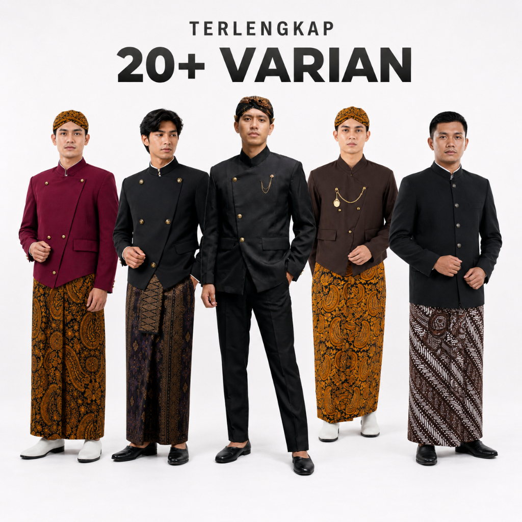 [BESKAP SAJA] Beskap Jawa Among Hitam Warna Lengkap  - Baju Adat Koko Jas Pria Jawa Beskap Jogja Sol