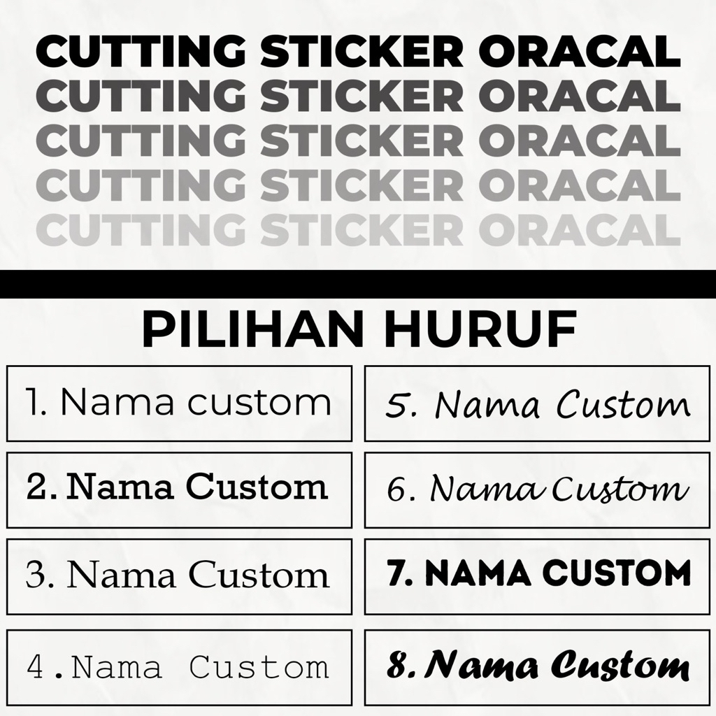 Custom Cutting Sticker / Cutting Stiker Custom Nama Untuk Kaca Mobil