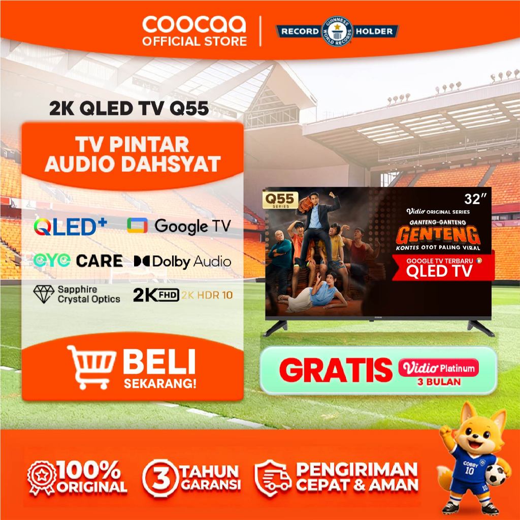 TERBARU COOCAA TV 32 inch Q55 - GOOGLE TV - 2K QLED - Dolby Audio - Eye Care - Sapphire Crystal Opti