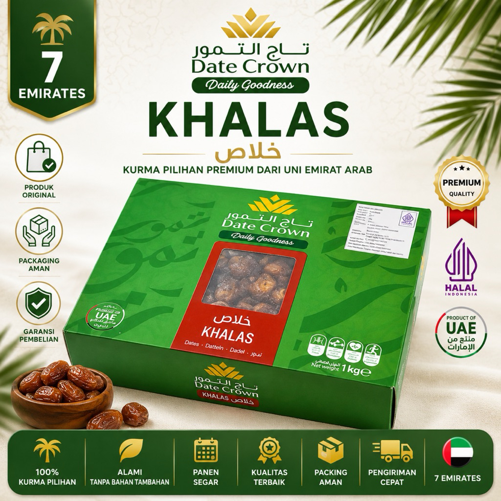 Kurma Khalas Date Crown 5 Kg | Kurma Khalas Date | Kurma Date Crown | Kurma Grosir