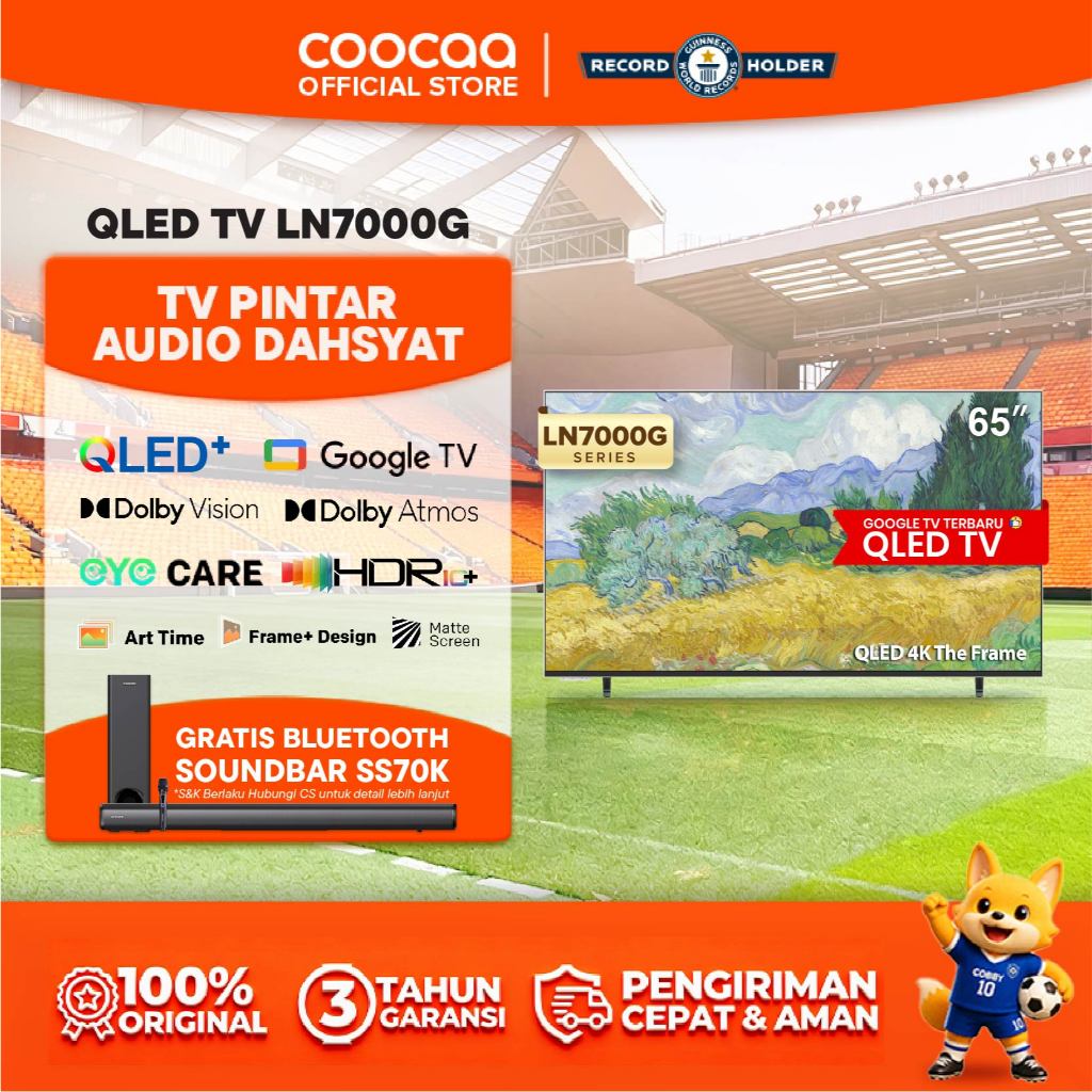 [TERBARU] COOCAA The Frame TV 65 inch LN7000G - 4K QLED-TV+Matte screen - Google TV - Eye Care 5.0 -