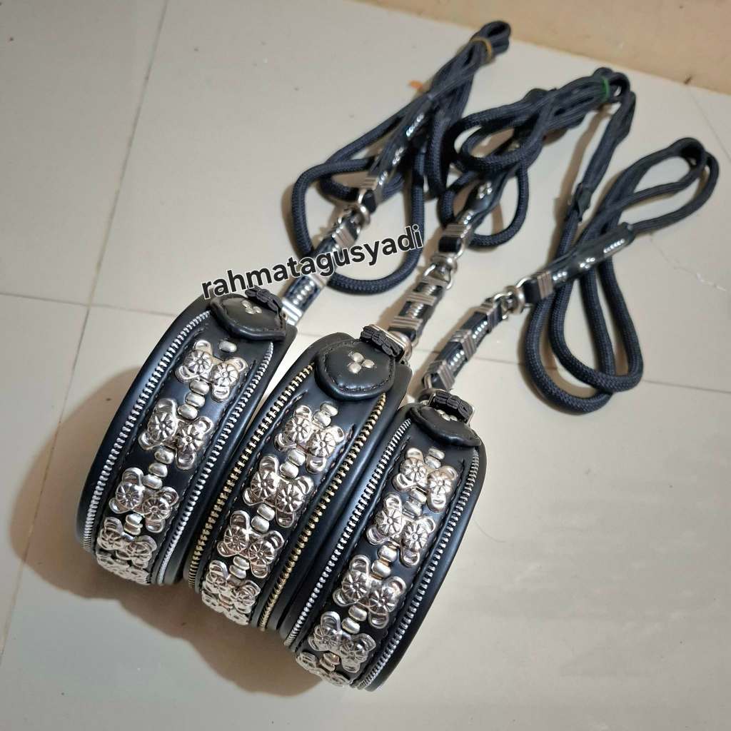 KALUNG ANJING & TALI TUNTUN OTOMATIS UK 35 - 40 CM ASLI ACC PETIK 2 dan 1