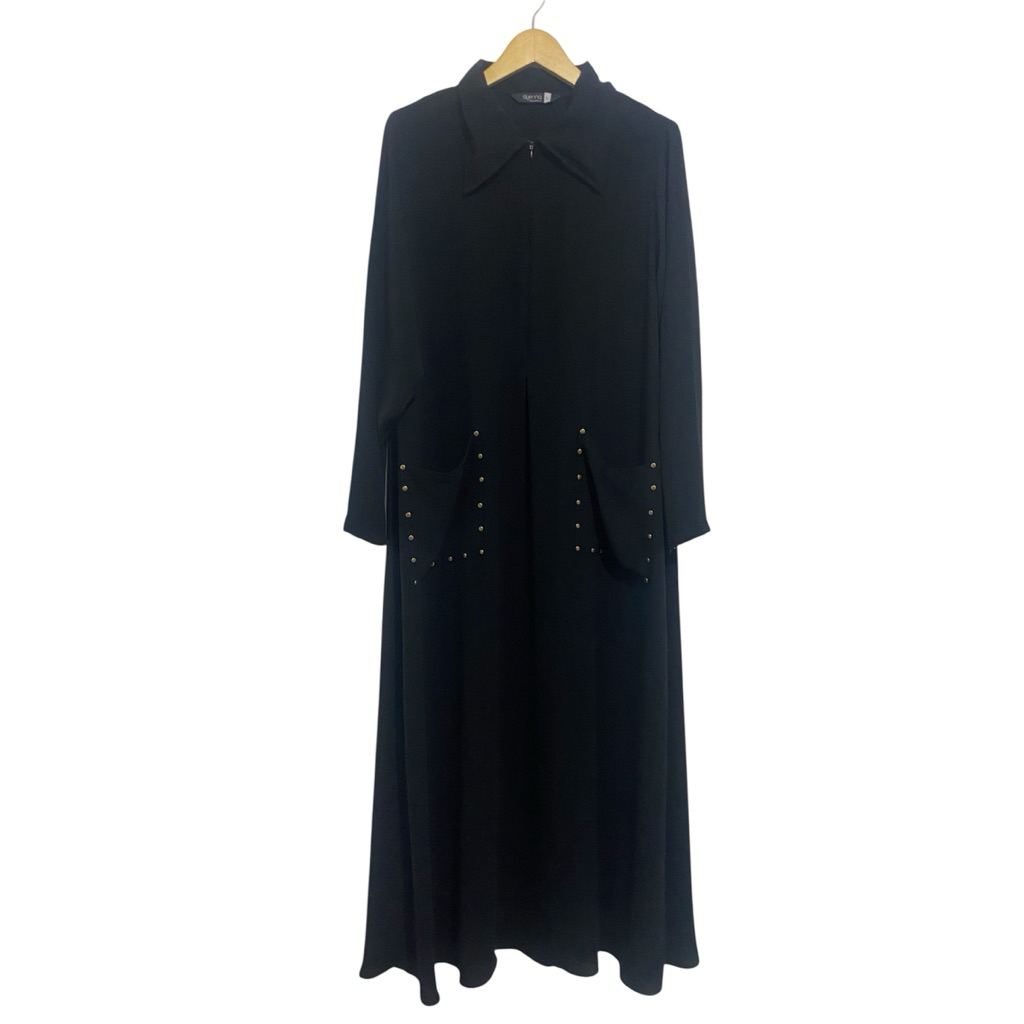 Preloved  laeeba abaya dress L aljenna jetblack premium ( admin shopee 21%)