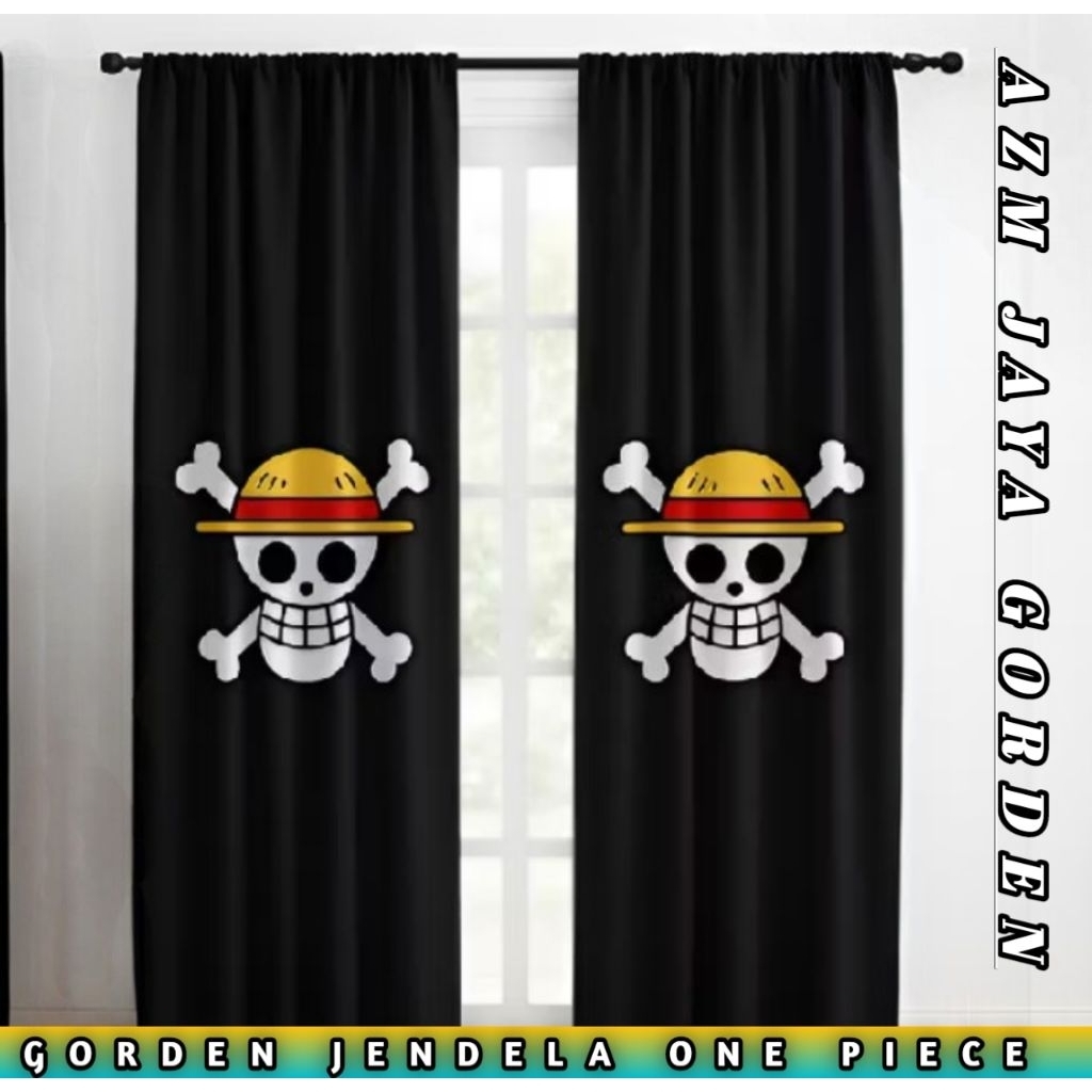 Gorden jendela one piece/Gorden jendela Tema Anime Bajak laut/ gorden wanpis/ gorden kamar tidur / g