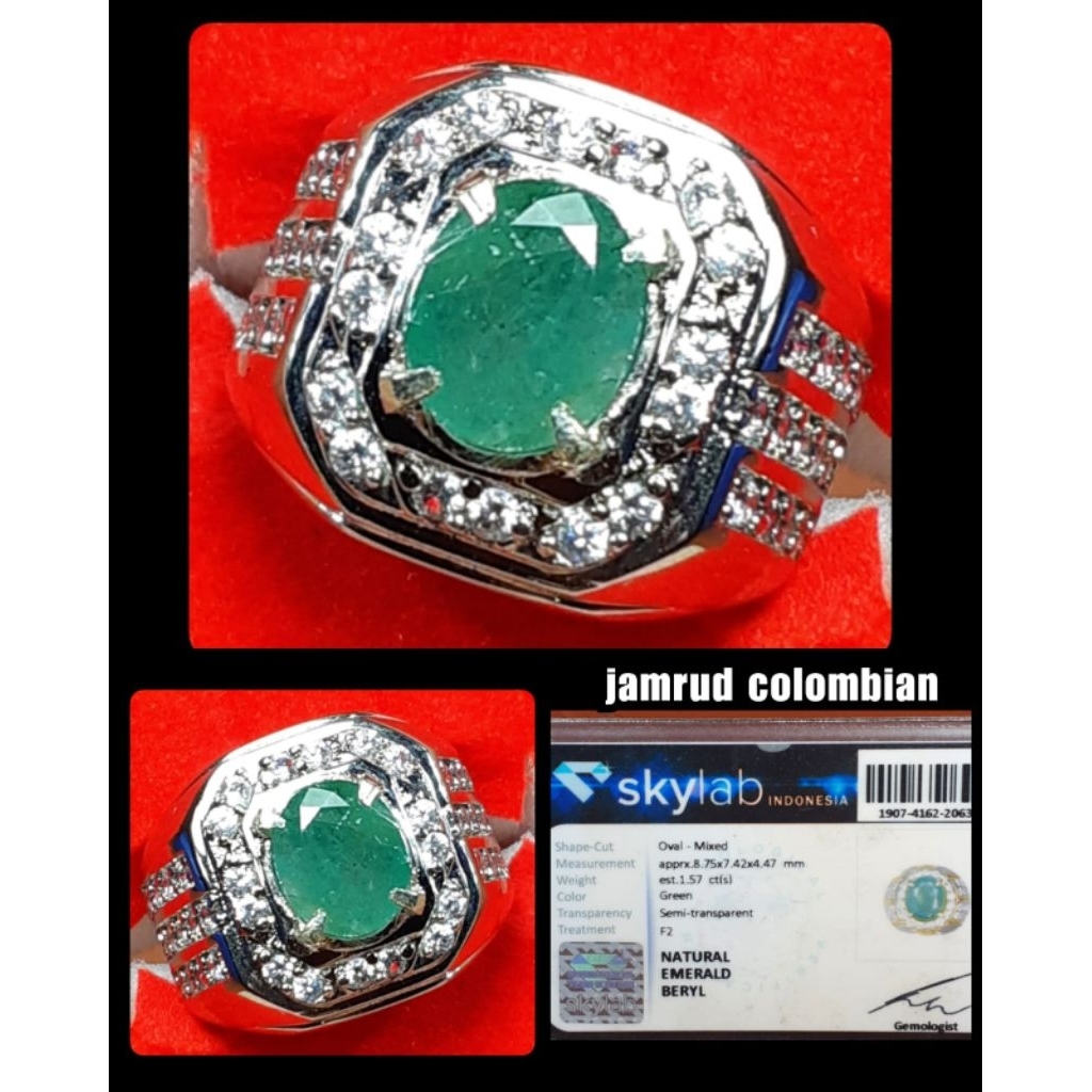 original batu Jamrud colombia ijo botol + memo sky lab
