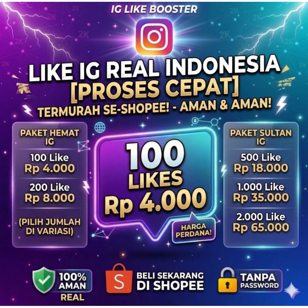 Like IG Real Indonesia Proses Cepat / Jasa Tambah Like Instagram Murah Real Akun Indo / Booster Like