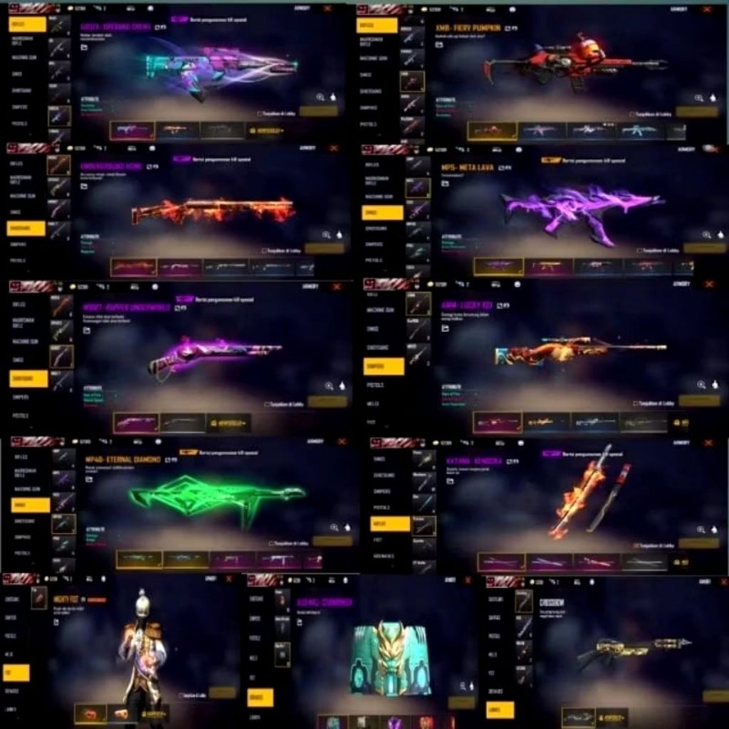 akun ff sultan skin lengkap murah