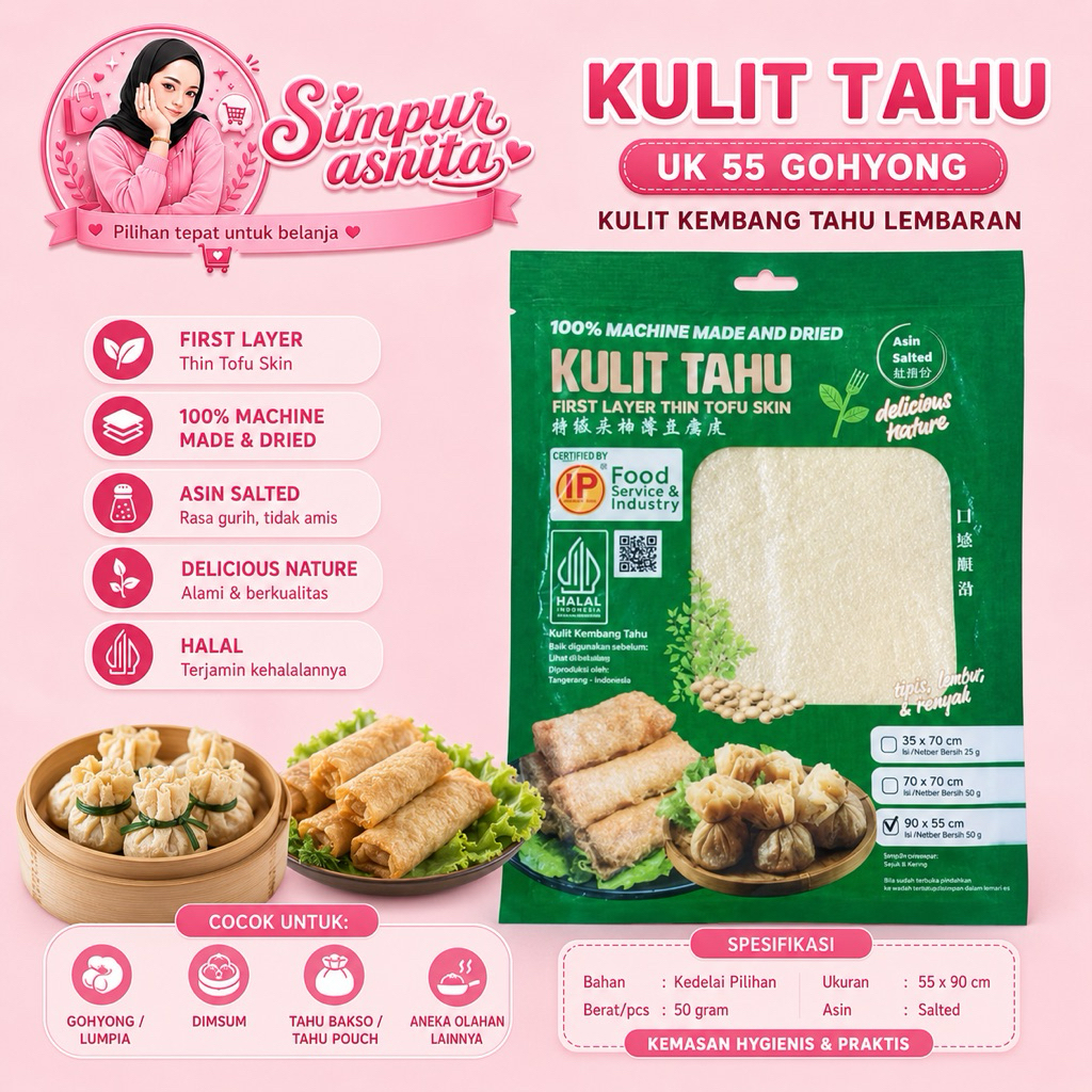 Kulit Tahu uk  55 Gohyong Dimsum Hekeng / Kulit Kembang Tahu Lembaran