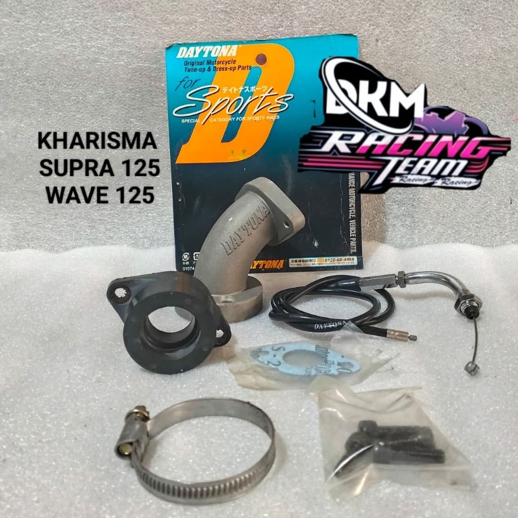 INTAKE MANIFOLD KIT DAYTONA KHARISMA SUPRA 125 WAVE 125 UKURAN PE24/28 ORIGINAL