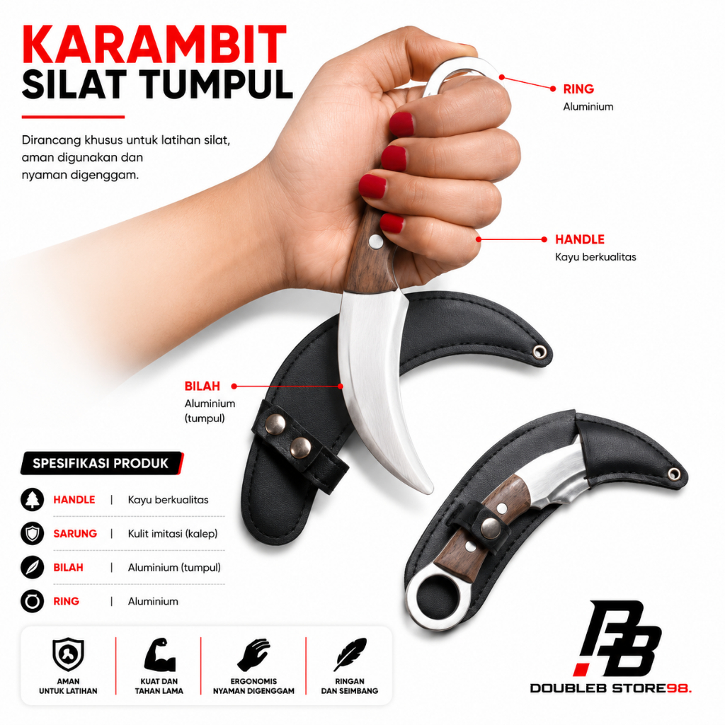 KARAMBIT SILAT TUMPUL ALUMUNIUM BAHAN ANTI KARAT