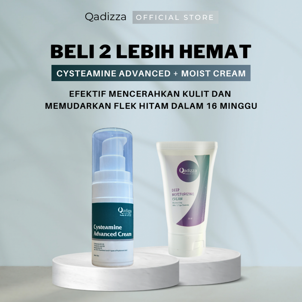 [BELI 2 LEBIH HEMAT] QADIZZA CYSTEAMINE ADVANCED 5% Cysteamine HCl 15 gr + MOISTURIZING CREAM 30 gr 