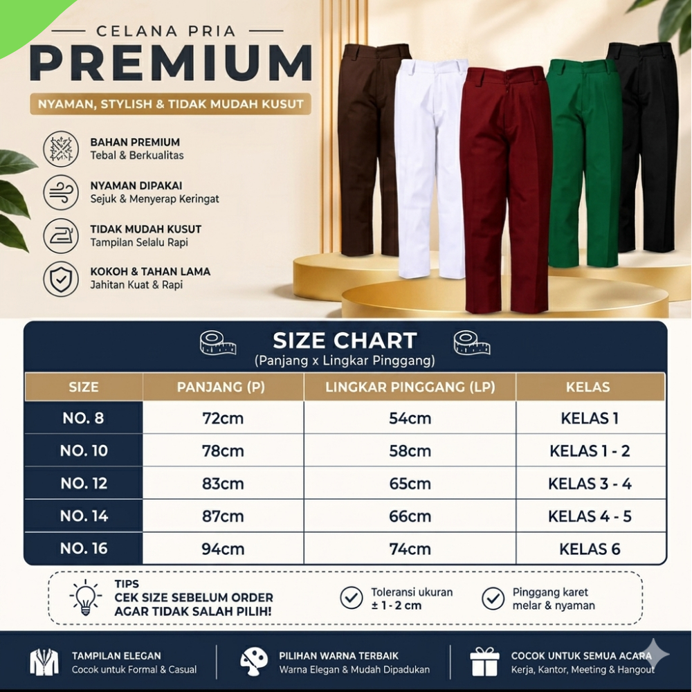 CELANA SERAGAM SD ANAK LAKI LAKI PANJANG PREMIUM ORI