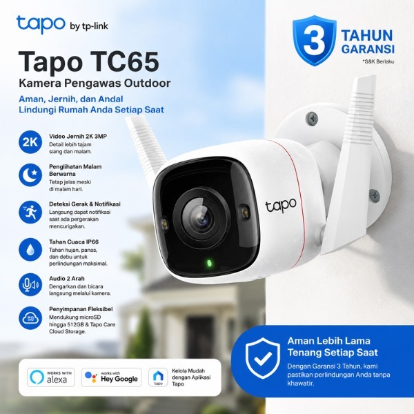 TP-Link Tapo TC65 CCTV Outdoor WiFi IP Camera Pan Tilt 360 Derajat Motion Detection dan Alarm Suara