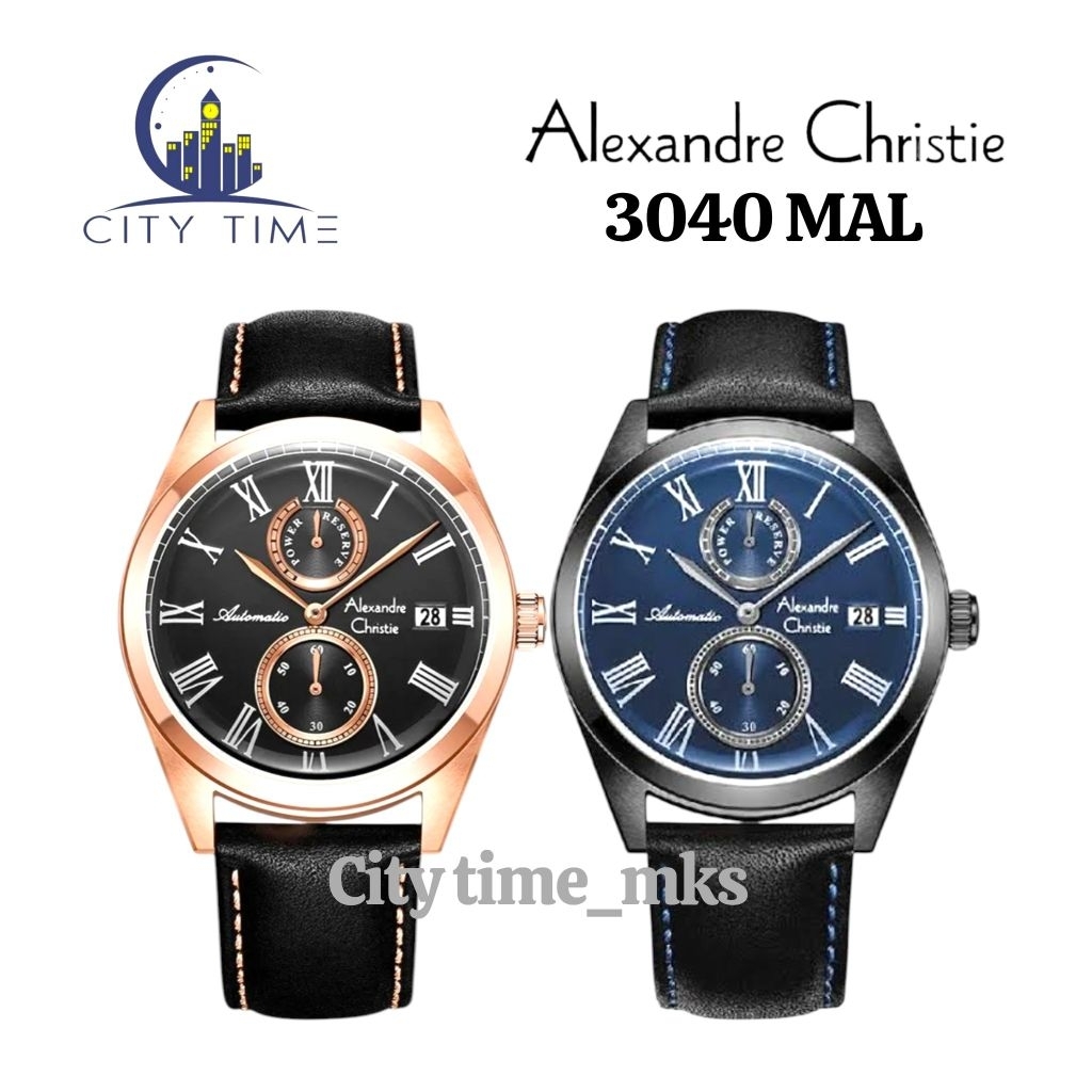 Jam tangan pria Alexandre Christie 3040, 3040 MA, Automatic, tali kulit, free 1pcs tali kulit, ORIGI