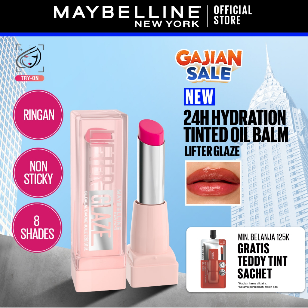 [NEW LAUNCH] MAYBELLINE OFFICIAL Lifter Glaze Tinted Oil Balm Liptint Lipbalm Tinted Balm Tidak Leng
