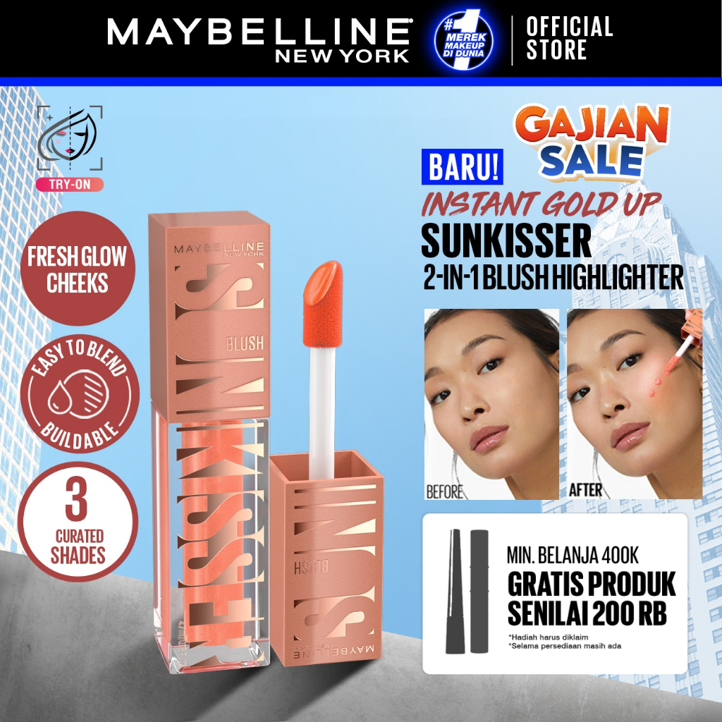MAYBELLINE OFFICIAL Sunkisser Liquid Blush 5.4mL Instant Fresh Cheeks Glow Matte Cream Blush Liquid 