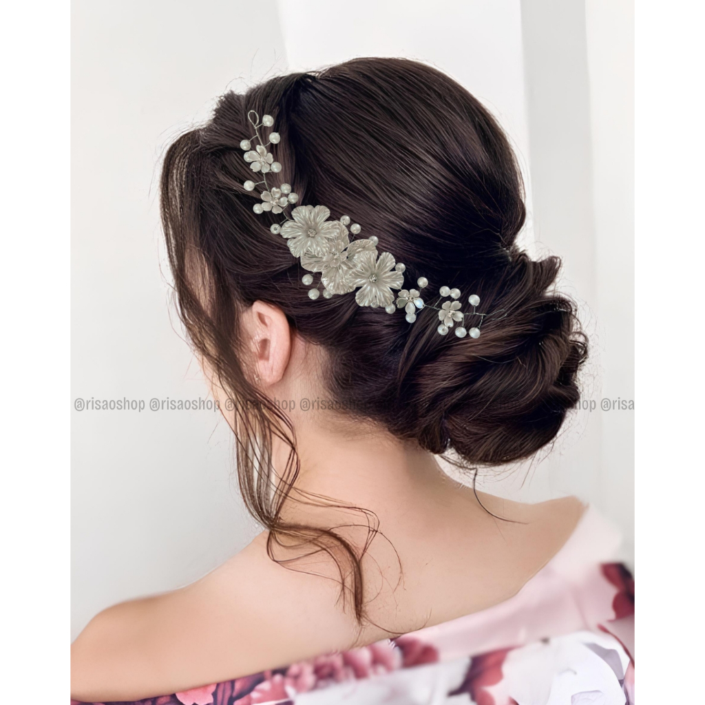 RISAOSHOP - Mahkota Headpiece Hijab Mutiara Premium / Hiasan Rambut Pesta Jilbab Pengantin untuk wis