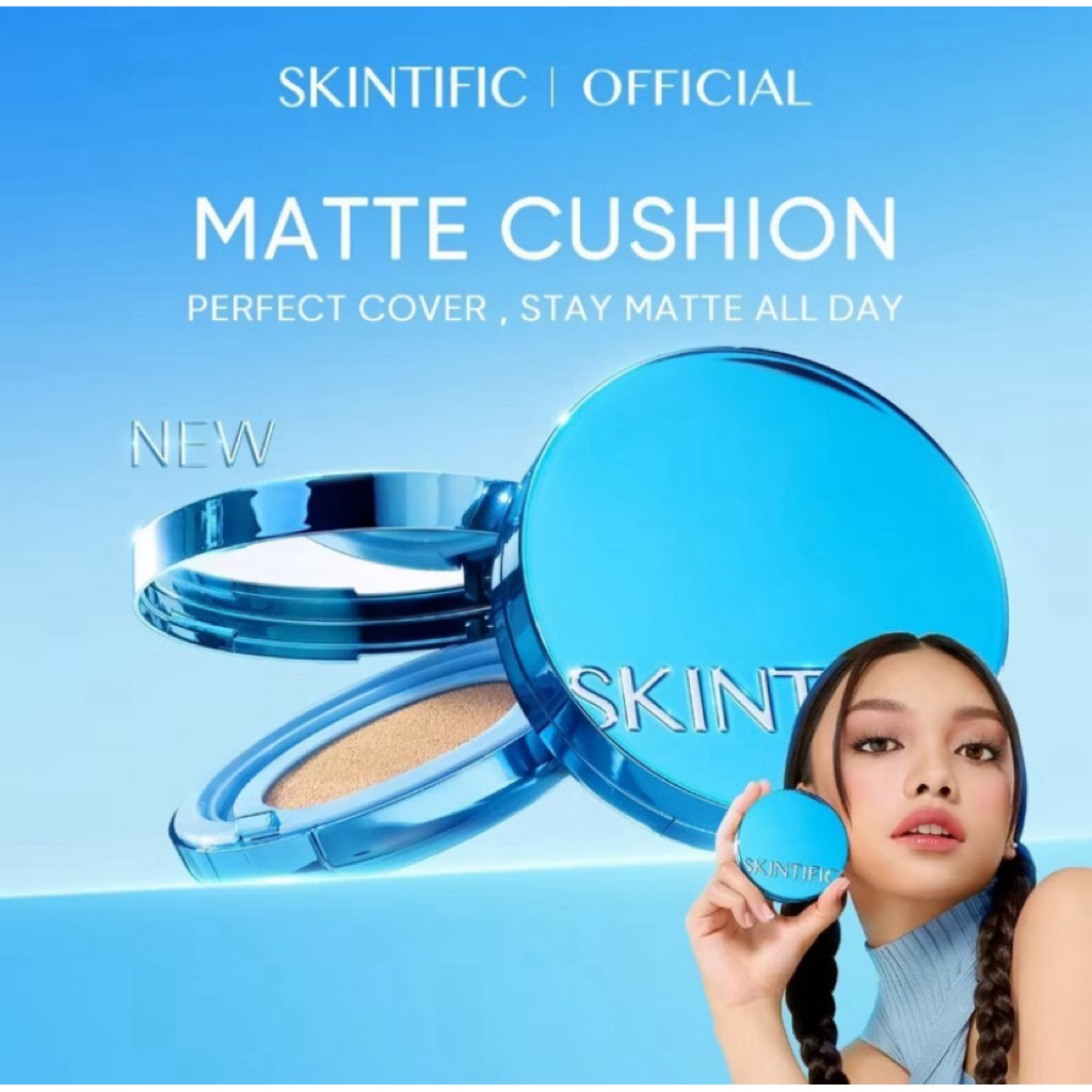 skintific perfect stay velvet matte cushion/cushion skintific/skintific biru