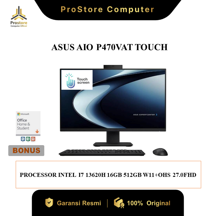 ASUS AIO P470VAT TOUCH SCREEN - INTEL CORE I7 13620H 16GB 512GB W11+OHS 27" FHD 2Y - PC ALL IN ONE
