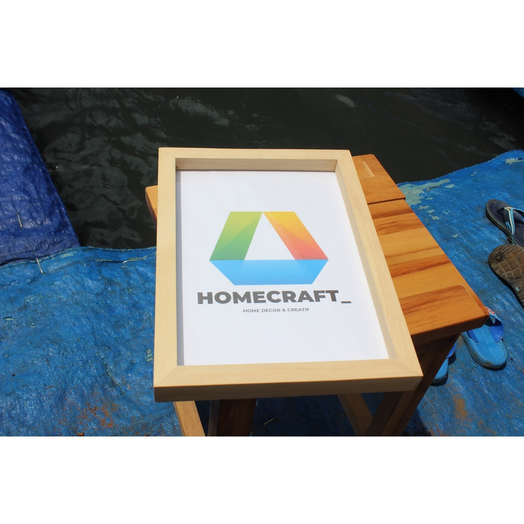Frame Foto Kayu 2D ukuran A3+ (32x48) kaca akrilik