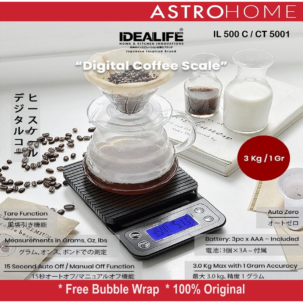 Idealife Timbangan Dapur Kopi Digital Kitchen Scale IL500C IL 500 C /  CT5001 CT 5001 3KG/0.1GR Disp