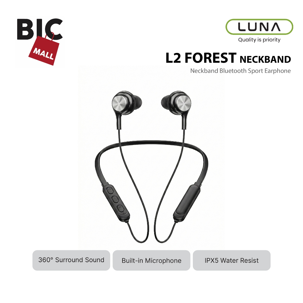 Luna Neckbend L2 Forest Headset Neckband Bluetooth Sport Wireless Earphone IPX5 Tahan Air Baterai Ta