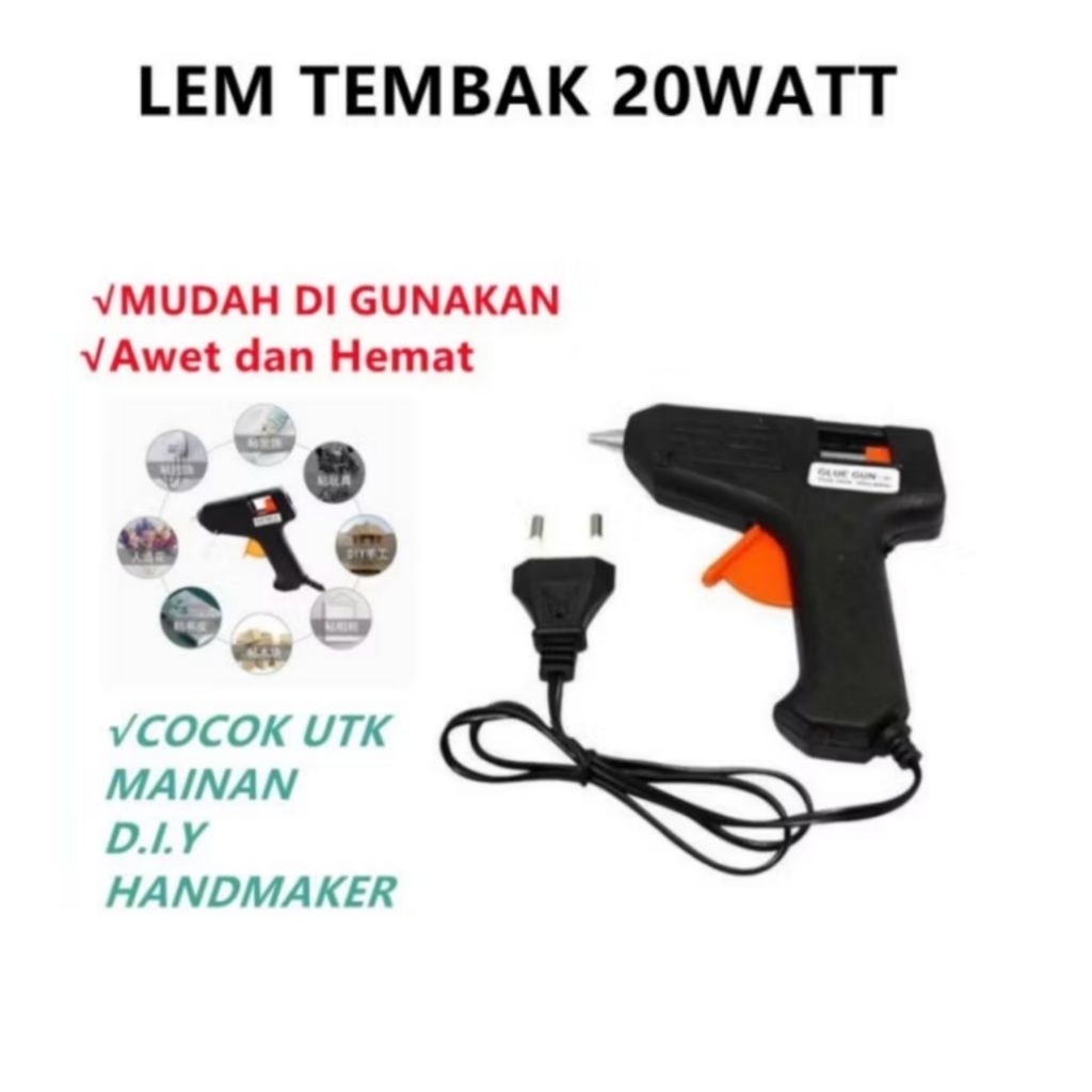 LEM TEMBAK KECIL HITAM / GLUE GUN SMALL 20 WATT / GLUE GUN / GLUE GUN HITAM
