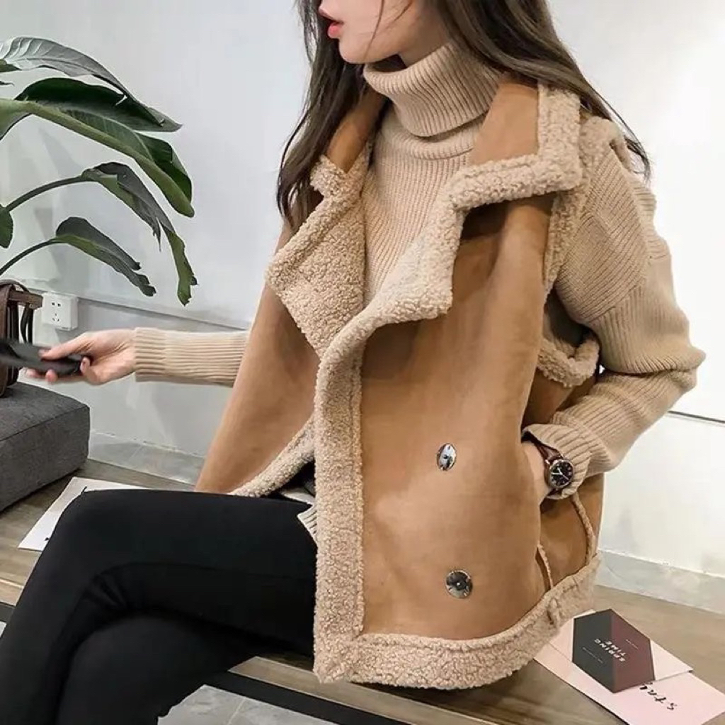 VEST COAT WANITA WINTER MUSIM DINGIN SUEDE FUR