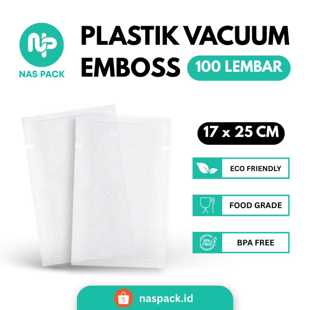 Plastik Vacuum Emboss 17x25 | Plastik Vakum Emboss 17 x 25 isi 100 pcs | 95 Micron | Nas Packaging