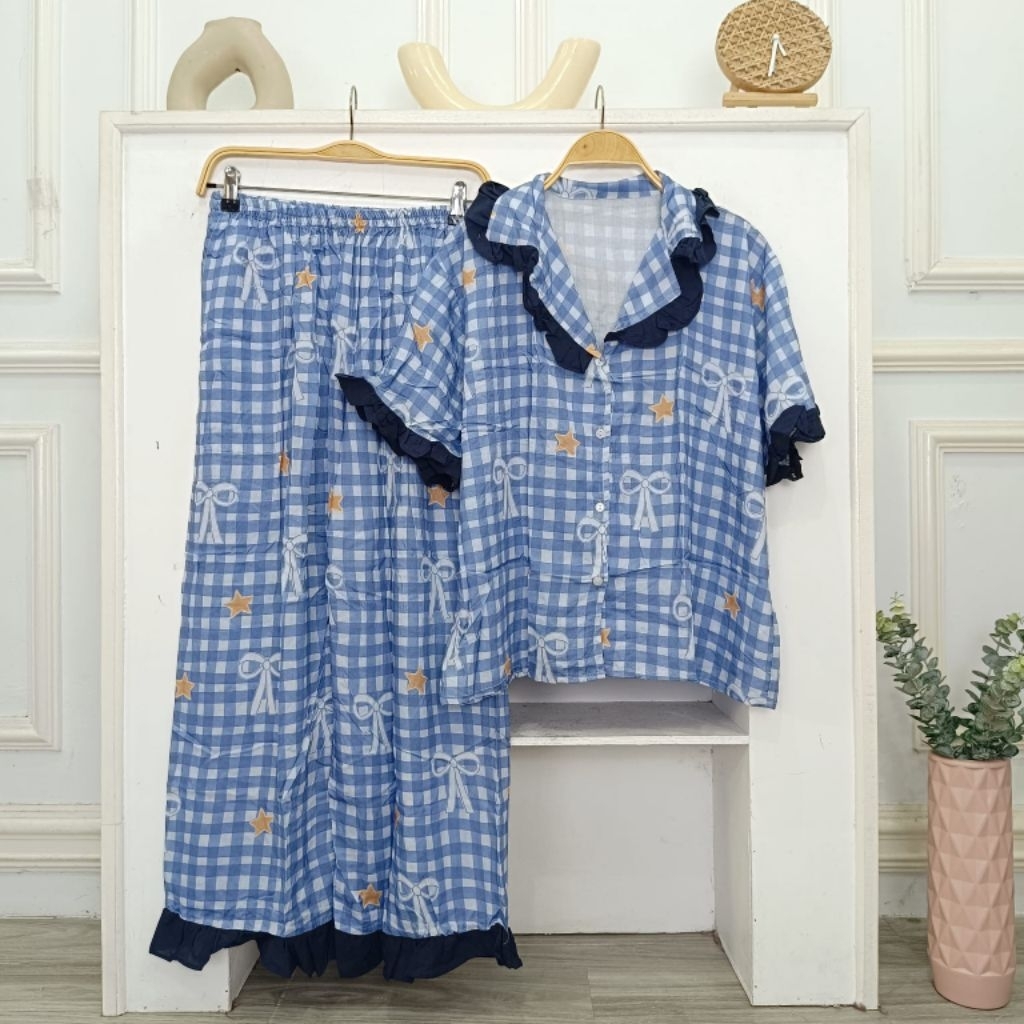 Set Shella pdpj/ set Sheila busui jumbo/ set Shela rayon/ setelab baju tidur wanita/ set piyama kera